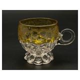EAPG Hobbs Floral Etched Amber Tea Cup