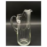Etched Initials "Jvo" Glass Pitcher