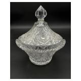 EAPG Clear Crystal Cut Glass Footed Bowl With Lid