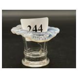 Opalescent Candle Holder With Ruffle Edge