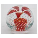 Wheaton Red Flower Glass Paperweight