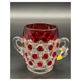 EAPG Ruby Red Stained Glass Sugar Bowl