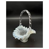 Opalescent Hobnail Glass Basket