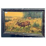 Vintage Deer Print Framed