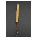 Shoe Button Hook with Scrimshaw Handle