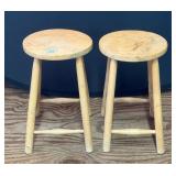Round Wooden Barstools (2)