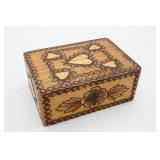 Ornate Hand Carved Wooden Box With Hearts