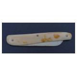 Antique Folding Knife with Bone Blade and Handle