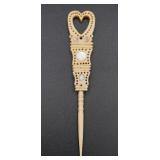 Antique Whalebone Awl or Bodkin Heart Design
