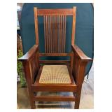 Very Large Stickley Style Chair With Cane Seat