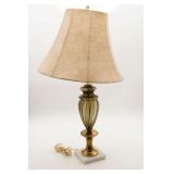 Glass And Brass Table Lamp With Marble Base