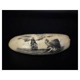 KS Signed Scrimshaw Etched Whales Tooth