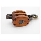 Wooden Block And Tackle Pulley With Iron Hook