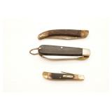 Moore Maker Pocket Knives (2), (1) Case? Brown