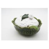 Cabbage Leaf White Cauliflower Ceramic Soup Tureen