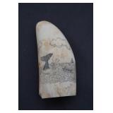 Scrimshaw Carved Whale Tail And Fishermen