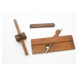 Molding Plane, Marking Gauge And Folding Ruler