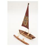 Outrigger Canoe Model With Turtle Sail