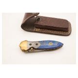 Hand Forged Folding Knife With Case