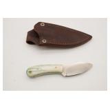 Bone Handle Knife With Leather Sheath