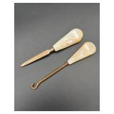 Mother of Pearl Handled Manicure Set and Boot Hook