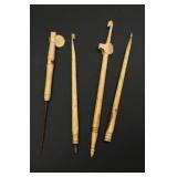 Carved Bone Crochet Hooks and Other Sewing Tools