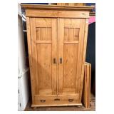 Pine Wardrobe with Clothes Bar and Shelves