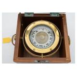 Nautical Compass Housed In Wooden Box
