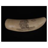 KW Signed Scrimshaw Etched Whales Tooth