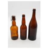 Amber Glass Beer Bottles (3)