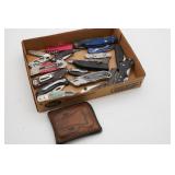 Box Lot Of Assorted Pocket Knives and Wallet