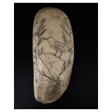 Scrimshaw with Bird Carving/Etching