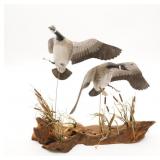 Carved Canadian Geese Mounted On Driftwood