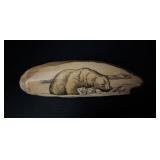 Scrimshaw Featuring a Polar Bear with Her Two Cubs