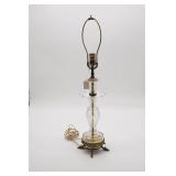 Glass and Brass Table Lamp w/Ornate Dolphin