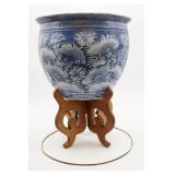 Large Blue & White Porcelain Jardiniere on