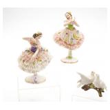(2) Porcelain Dancers & Lefton Dove Figurines