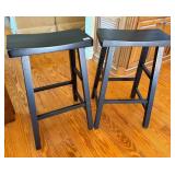 (2) Black Bar Stools Wood