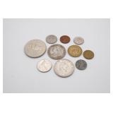 Foreign Coin Lot and Wheat Penny