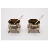800 Silver Salt Cellars and Salt Spoons