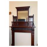 Antique Eastlake Style Walnut Fireplace Mantle