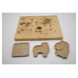 (3) Brown Bag Cookie Molds & Baking Stone