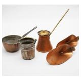 Assorted Copper Pots & Scoops