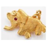 Vintage Signed Friedes Gold Tone Elephant Brooch
