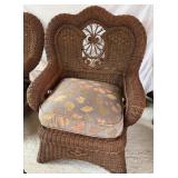 Modern Woven Wicker Rattan Fan Back Chair