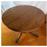 Round Oak Claw Foot Table