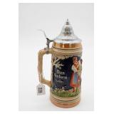 German Beer Stein with Pewter Lid
