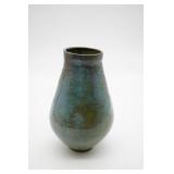 Greenish Blue Signed Pottery Vase