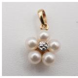 Small 14kt Gold Pearl Cluster Pendant