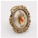 Vintage Gold Tone Mother of Pearl Adjustable Ring